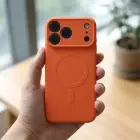 Silicone Mag phone case with MagSafe support for iPhone 17 Pro Max | iPhone 18 Pro Max orange — Photo 3