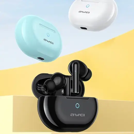 AWEI słuchawki Bluetooth 5.3 T61 TWS + stacja dokująca czarny|black Foto 2