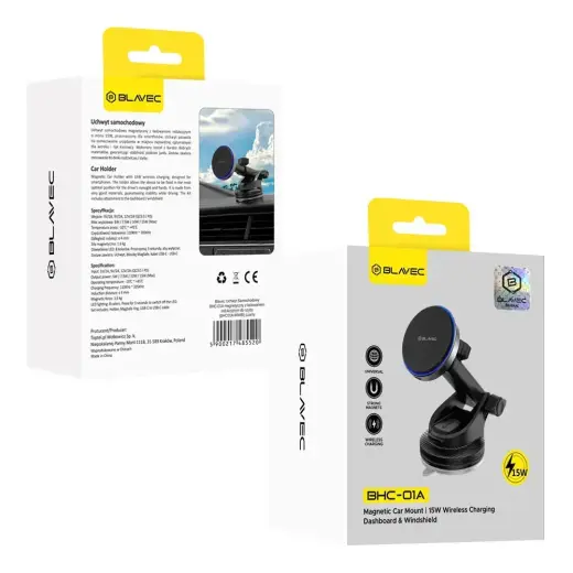 Blavec Car holder BHC-01A 15W magnetic with wirless charging to windshield and dashboard (BHC01A-MWIB) black Foto 8