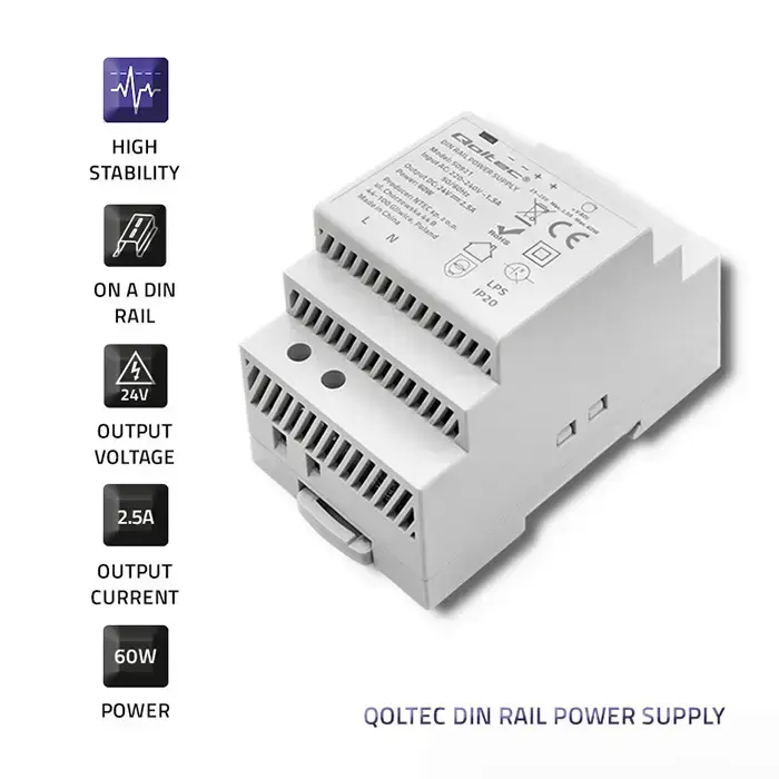Qoltec DIN rail power supply | 60W | 24V | 2.5A | Gray Foto 4