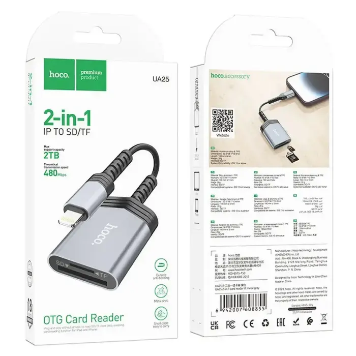Card reader SD / TF Hoco Lightning UA25 gray Foto 17