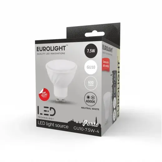 Porto LED lemputė 7.5W 4000K RA80 GU10 Eurolight Фото num