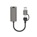 XO HUB018 2-in-1 centrmezgls USB-A & USB-C uz RJ45 | pelēks — Foto 1