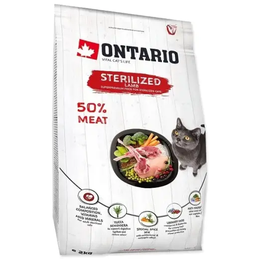 Сухой корм для кошек - Ontario Cat Sterilised Lamb, 2 кг Фото num