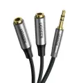 UGREEN AUX audio sadalītājs ar jack 3,5 mm kabeli, 20 cm (sudraba krāsā) Foto 1