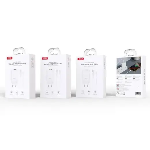 XO wall charger CE34 2x USB 2,4A white + microUSB cable Фото num