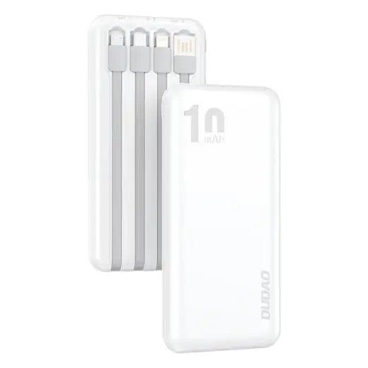 Dudao K6Pro Universal 10000mAh Power Bank с USB-кабелем, USB Type C, Lightning белый (K6Pro-white) Фото num