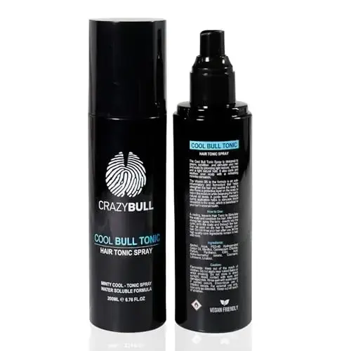 Crazy Bull Hair Tonic for Men - Cooling Hair Growth Spray with Castor Oil & Menthol - Hydrating Anti Frizz Heat Protection Spray for Oily & Dry Scalp  Foto 2