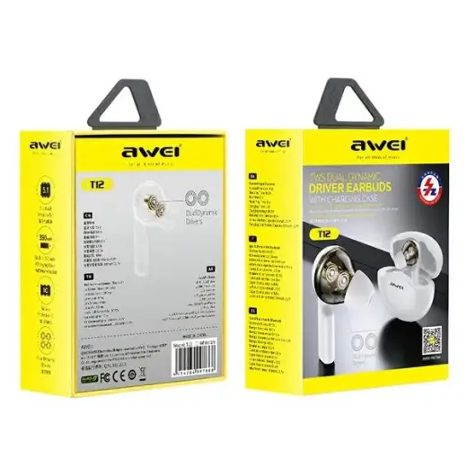 AWEI słuchawki sportowe Bluetooth T12 TWS białe|white Фото num