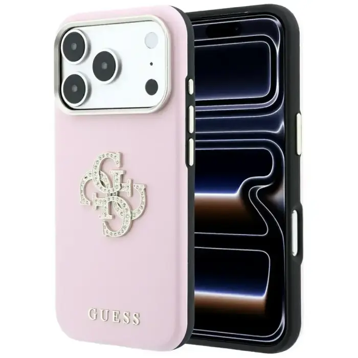 Case Guess Smooth & Big Strass Logo for iPhone 18 Pro Max / 17 Pro Max pink