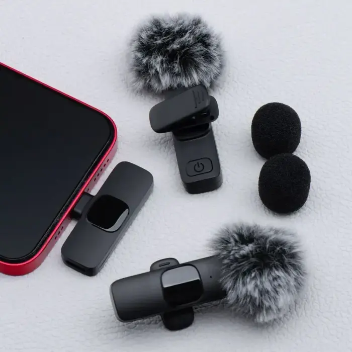 Wireless lavalier microphone Lightning double with long hair (2 in set) K1 black Foto 2