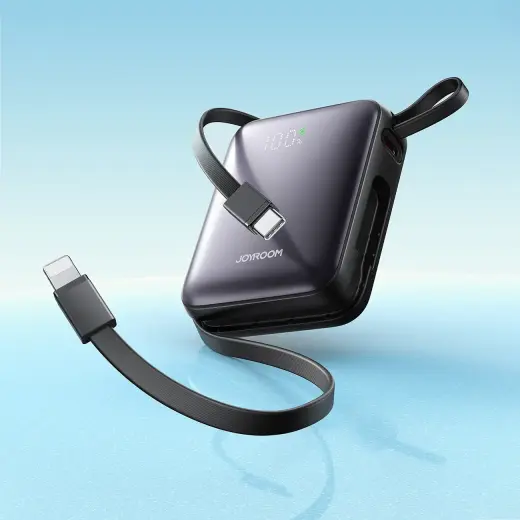 Joyroom Mini Power Bank JR-PBF27 22.5W with dual cable 10000mAh (black) Photo