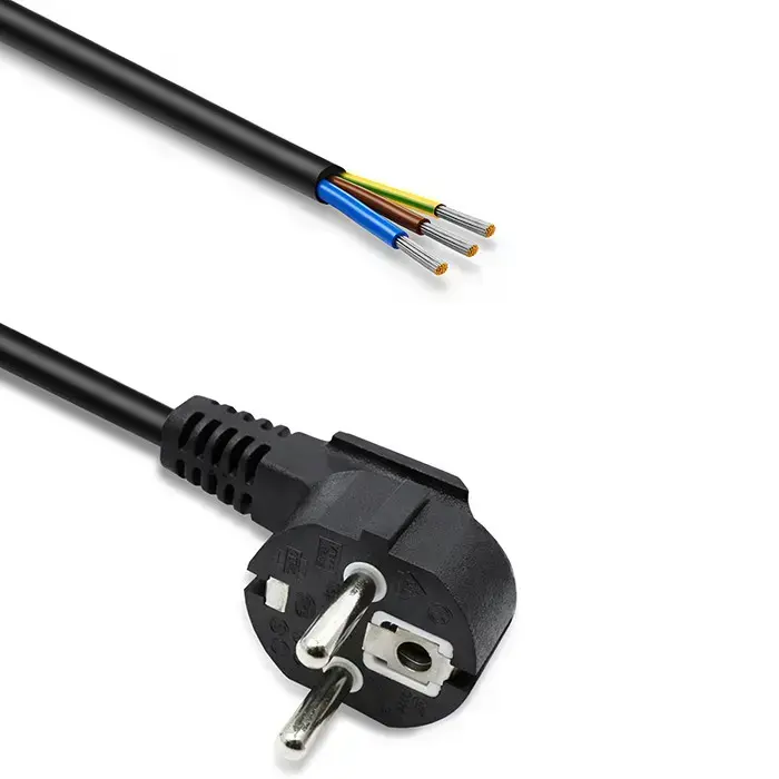 Qoltec Power cord | SCHUKO CEE 7/7 angled plug | Cu copper | stripped and soldered | 3x0.75 mm² | 3m