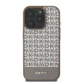 DKNY PU Leather Repeat Pattern Bottom Stripe MagSafe Case for iPhone 16 Pro Brown — Foto 1