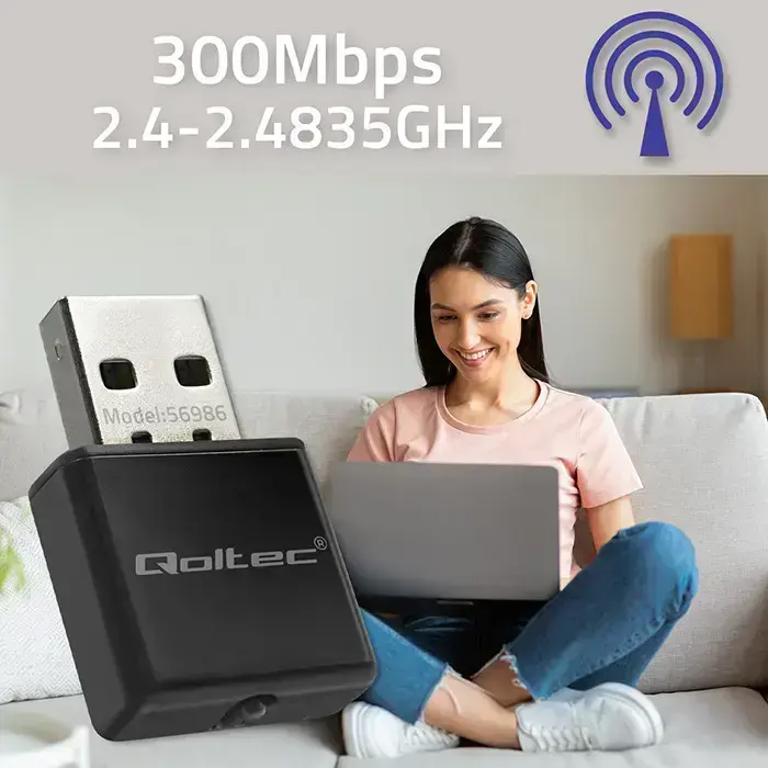 Qoltec Wireless Ultra High Speed Mini Adapter NANO WiFi | Standard N | USB 2.0 | 300Mbps Foto 2