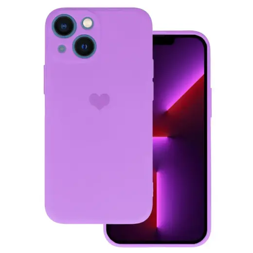 Vennus Silicone Heart maciņš telefonam iPhone 14 Plus violets (dizains 1)