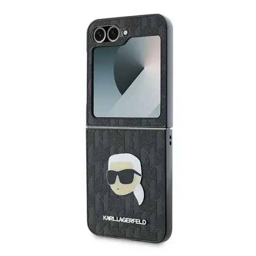 Original Case KARL LAGERFELD Saffiano Monogram KLHCZF6PGKSKIHK for Samsung Galaxy Z Flip 6 black Foto 6