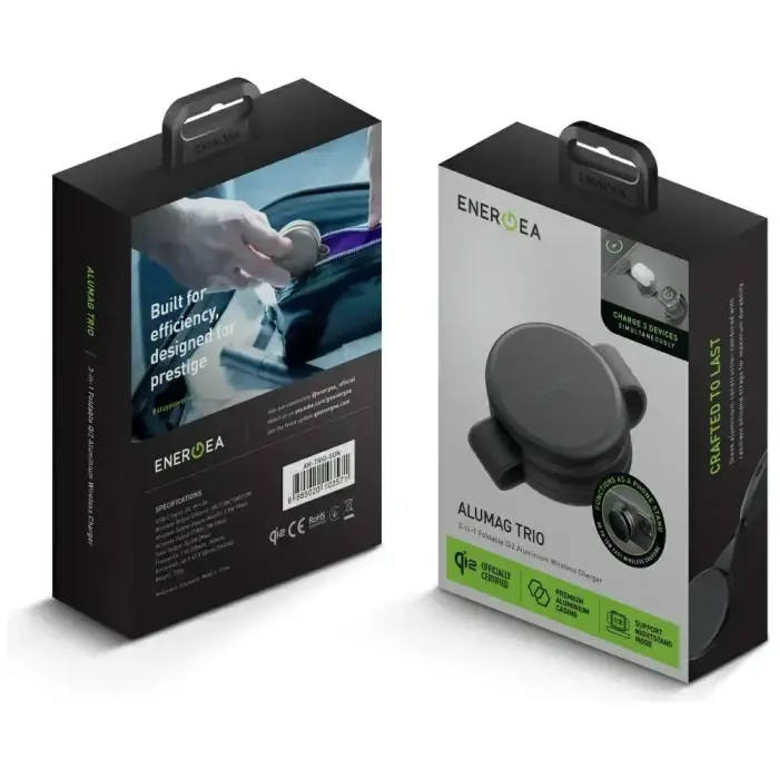 Wireless charger Energea Alumag Trio 3in1 Qi2 15W graphite Фото num