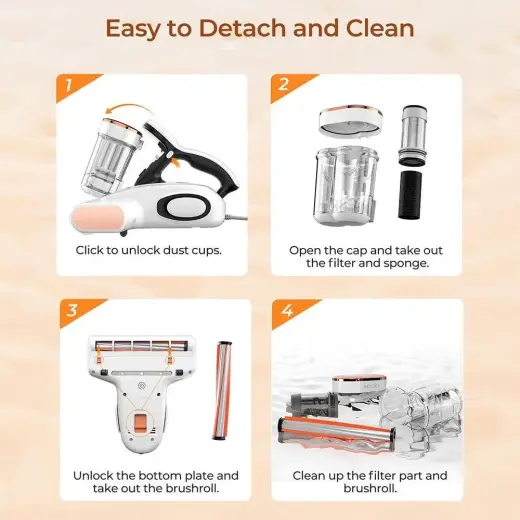 JIGOO J300 putekļu sūcējs pret ērcēm matračiem | dīvāniem ar noņemamu tvertni Foto 5