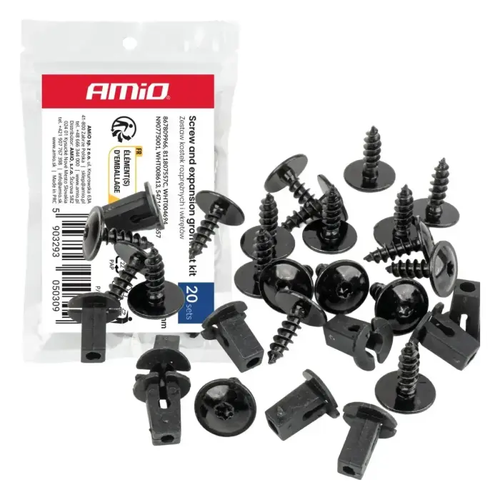 Expansion nut and screw set ⌀ 12/4 mm, 20 pcs. AMIO-05030