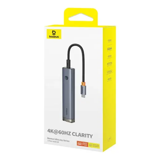 5-Port HUB AIR Baseus UltraJoy Series Type-C - HDMI, USB3.0x2, PD, RJ45 (grey) Foto 5