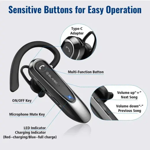 Blavec Bluetooth Headset Adventure 5 Multipoint (BHAD5-B) black Foto 3