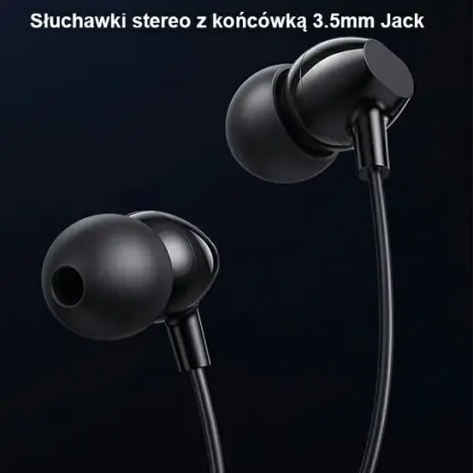 USAMS Słuchawki stereo EP-47 3.5mm czarny|black 1,2m HSEP4701 (US-SJ594) Foto 2