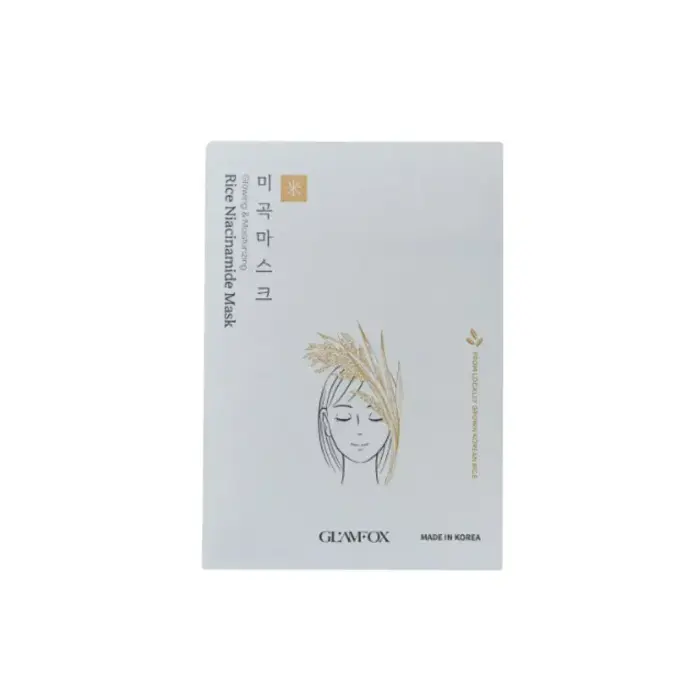 Glamfox, Rice Niacinamide, Glow Moisturising, Sheet Mask, For Face, 23 ml