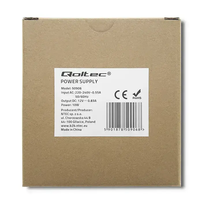 Qoltec DIN rail power supply | 10W | 12V | 0.83A | White | Slim Фото num
