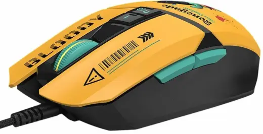 A4TECH Bloody W63 Max Renegade vadu spēļu pele | RGB | 7 pogas | 12000CPI | dzeltena krāsa Foto 4