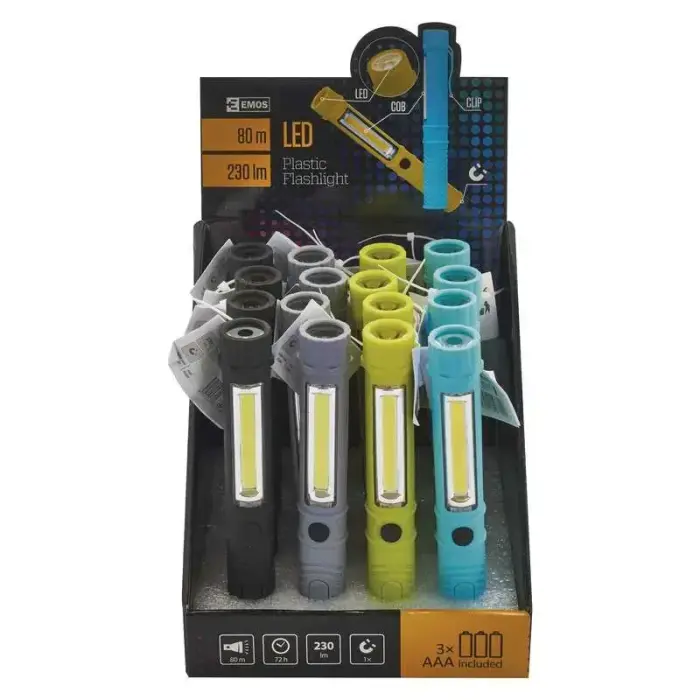 LED flashlight 3W + 1 LED, 230lm, with magnet, EMOS