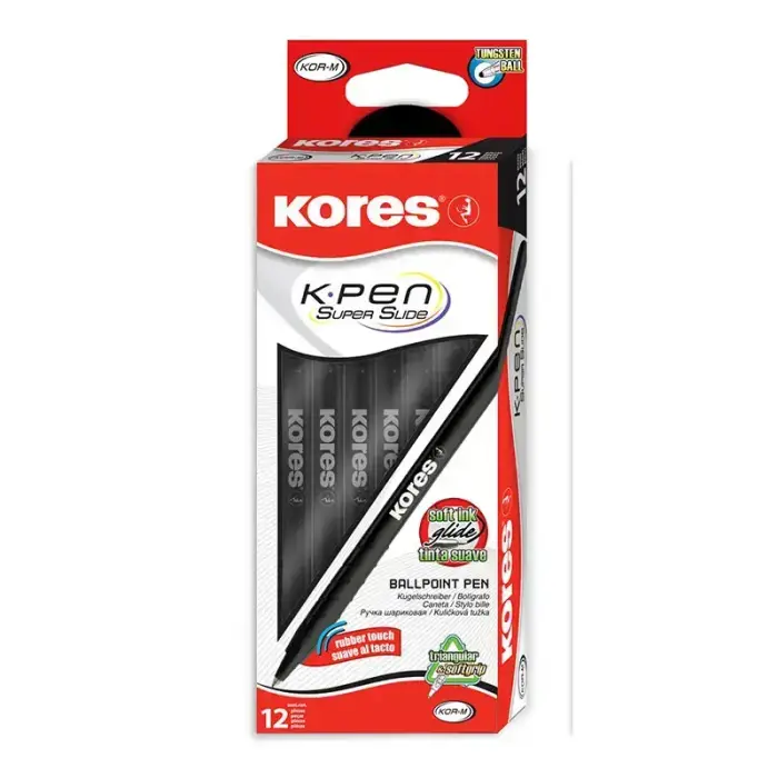 Lodīšu pildspalva KORES KOR-M, 1,0 mm, melna Foto 2