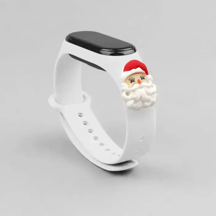 Strap Xmas for Xiaomi Mi Band 3 / 4 Christmas Silicone Bracelet Strap with Santa Claus - White Foto 2