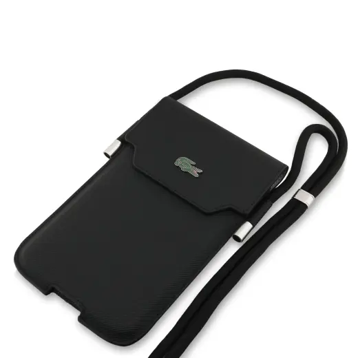 Lacoste PVC Iconic Petit Pique Metal Logo Phone Pouch XL Black Foto 2