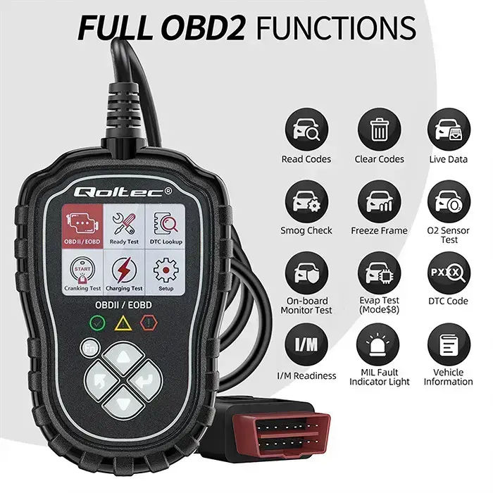 Qoltec Digital OBD2 EOBD diagnostic Tester ProLine  | 8V-25V | Dual System Foto 6