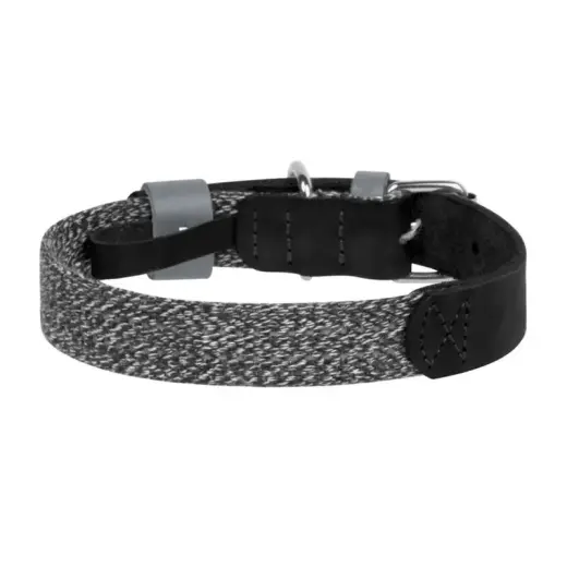 Dog collar made of natural leather and recycled material with QR code Waudog size S, width 15 mm, black Foto 3