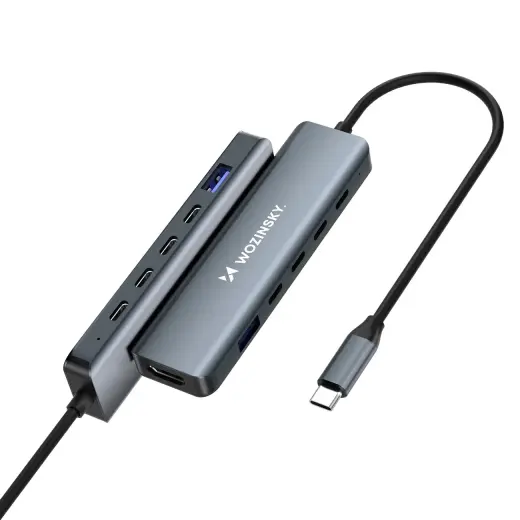 USB-C 6 in 1 Hub Wozinsky WHBC10Y4S Multifunctional, Aluminum, with 25 cm Cable - Gray Photo