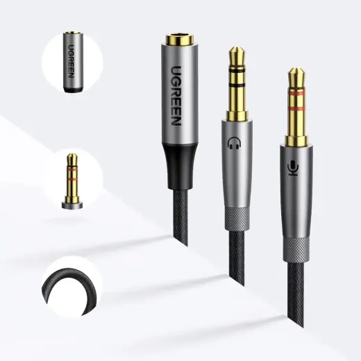 UGREEN AV192 3.5mm Female to 2 male audio cable (grey) Photo