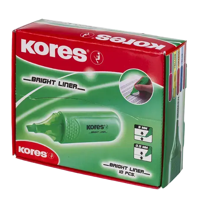 Teksta marķieris KORES BRIGHT LINER zaļš Foto 7