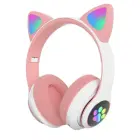 BLUETOOTH/LED HEADPHONES CAT EARS FOR CHILDREN PINK Foto 1