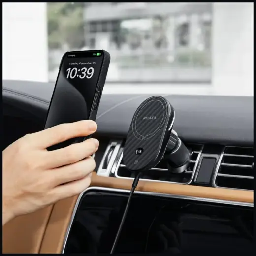 Car mount with wireless charger PITAKA MagEZ Pro 2 Qi2 15W NFC MagSafe black grey Foto 14