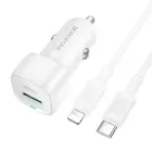 Borofone Car charger BZ34B Cloud - USB + Type C - QC 3.0 PD 38W with Type C to Lightning cable white Foto 1