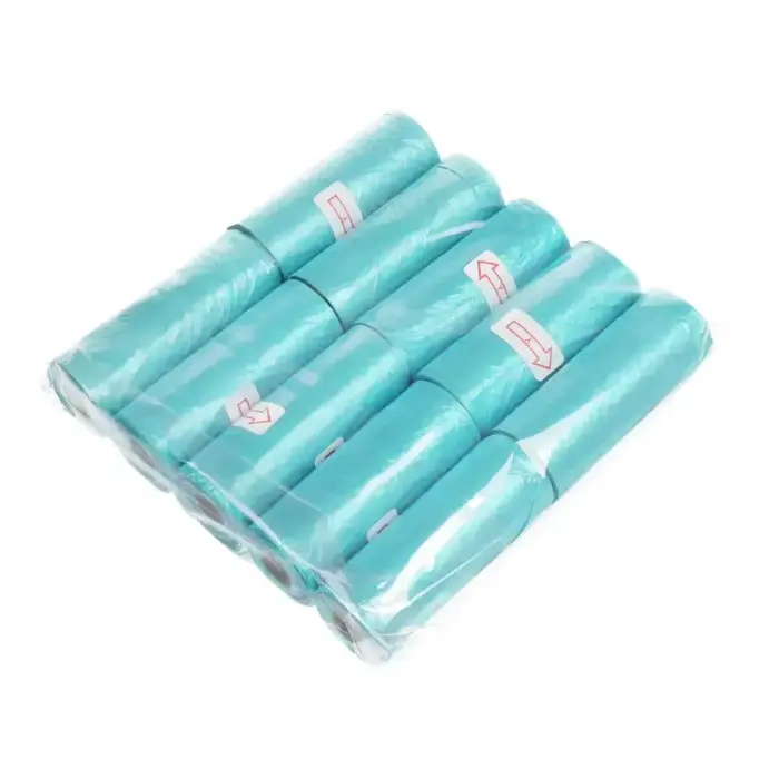 Plastic bags for dog excrement 10 rolls light blue