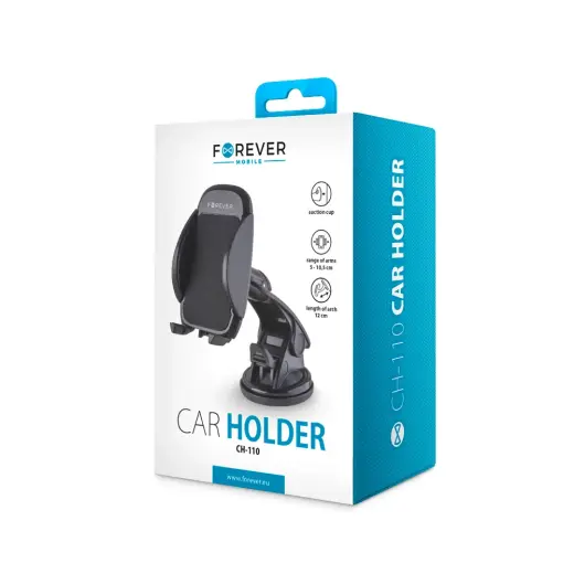 Forever CH-110 Universal Car Holder 12cm Window | Panel Adjustable Mechanism (6-9cm) Black Photo