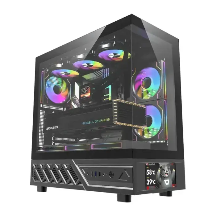 DarkFlash DS950V computer case with display (black) + 6 fans