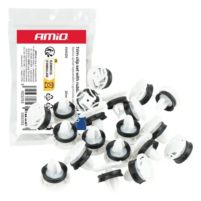 Upholstery clip set with rubber seal 20 mm ⌀ 9 mm, 20 pcs. AMIO-05029