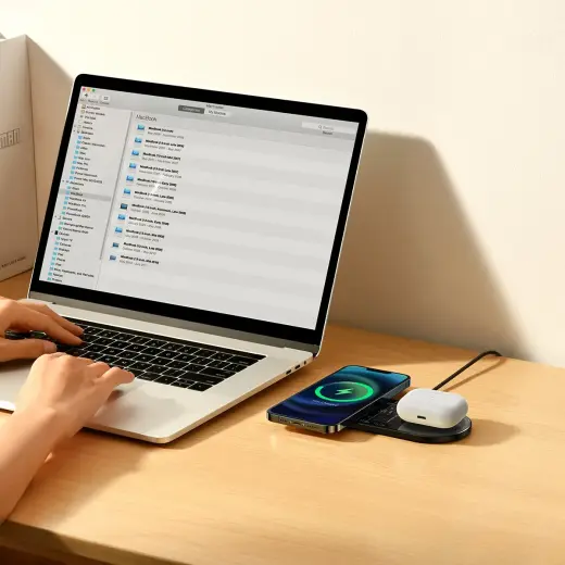 Baseus Digital LED Display dual wireless charger with digital display 20W black (WXSX010101) Фото num