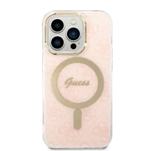 Guess 4G MagSafe Compatible Case + Wireless Charger for iPhone 14 Pro Pink Фото num