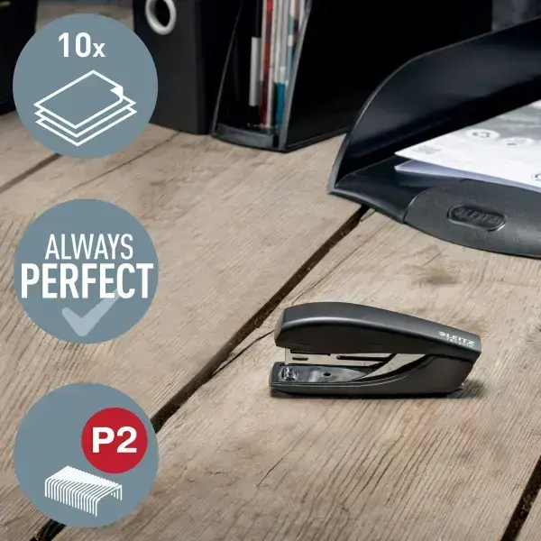 Mini skavotājs Leitz Recycle,sašuj līdz 10 lapām, melnā krāsā Foto 2