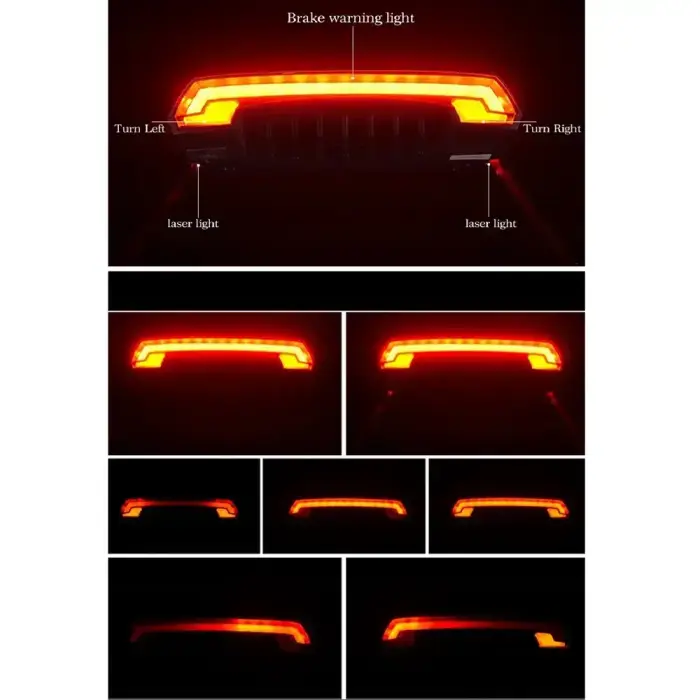 Rockbros LKWD-R1 Rear Bike Light with Laser and Remote Control + Micro USB - USB-A Cable - Black Foto 4